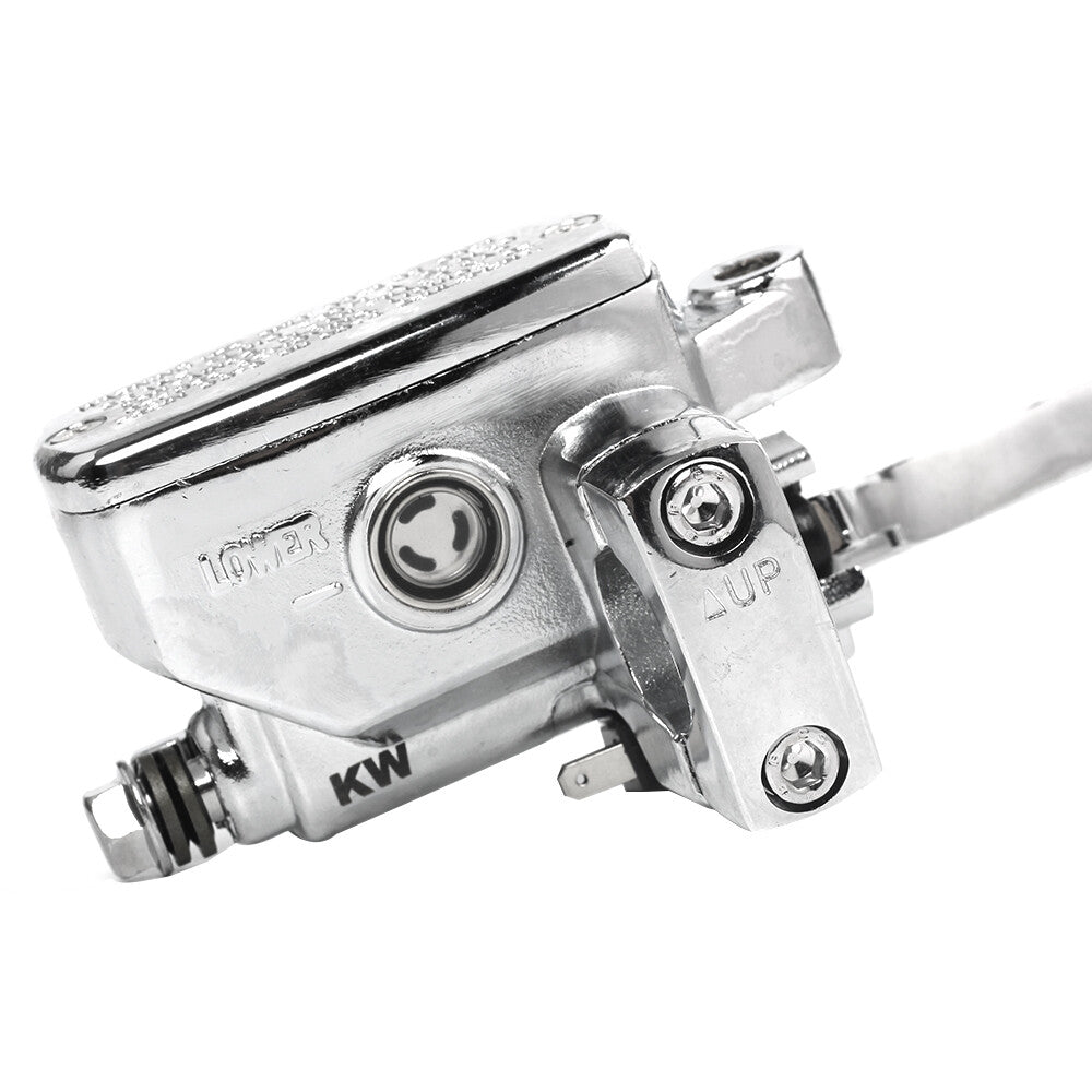 Motorcycle 1 Handlebar Chrome Hydraulic Brake Master Cylinder Lever Universal