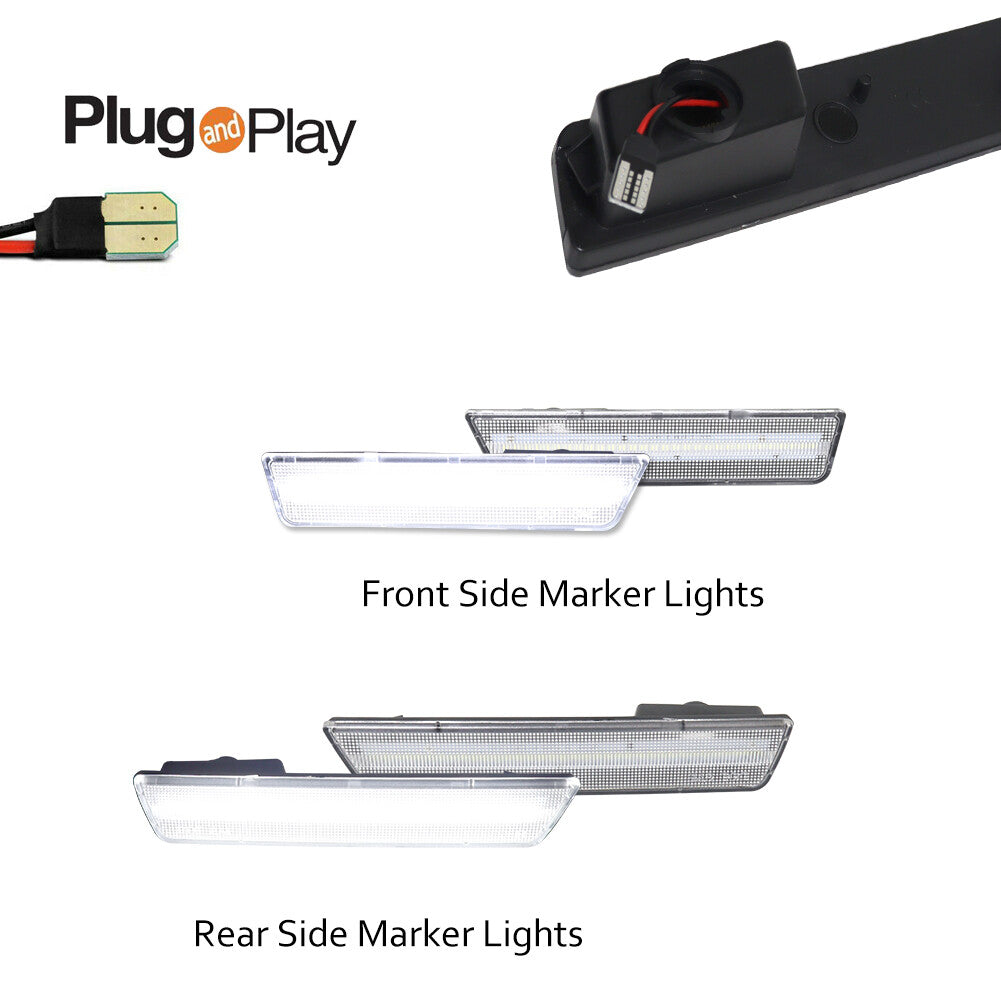 Frosted Clear Lens White LED F & R Side Marker Lights for for Dodge for Challenger 08-14- v