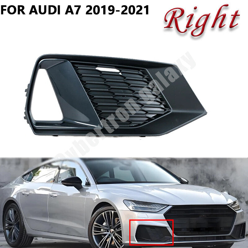 Right fog light black fog lamp grille cover for Audi A7 Sportback 2019-2021