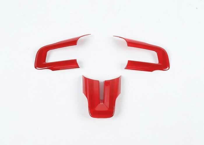 for Ford for Mustang 2015-2022 Red Interior Steering Wheel Button Frame Trim 3PCS