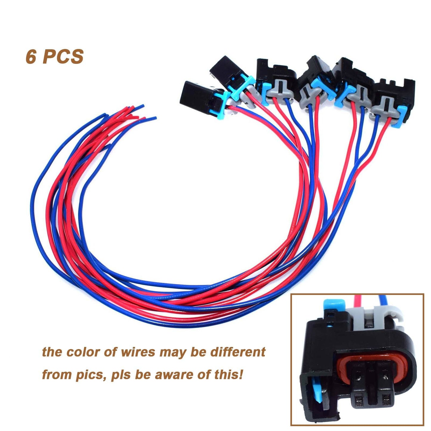 6-Piece Wiring Harness Connector, Bidirectional, Suitable for Universal for Saturn Fuel Injectors 575356 1P1575 PT2135- n