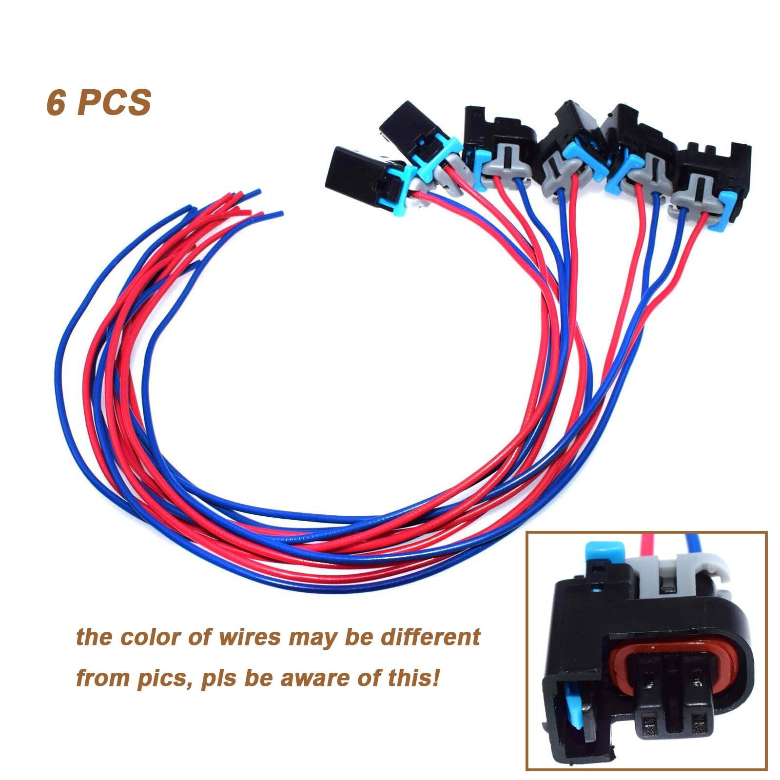 6-Piece Wiring Harness Connector, Bidirectional, Suitable for Universal for Saturn Fuel Injectors 575356 1P1575 PT2135- n