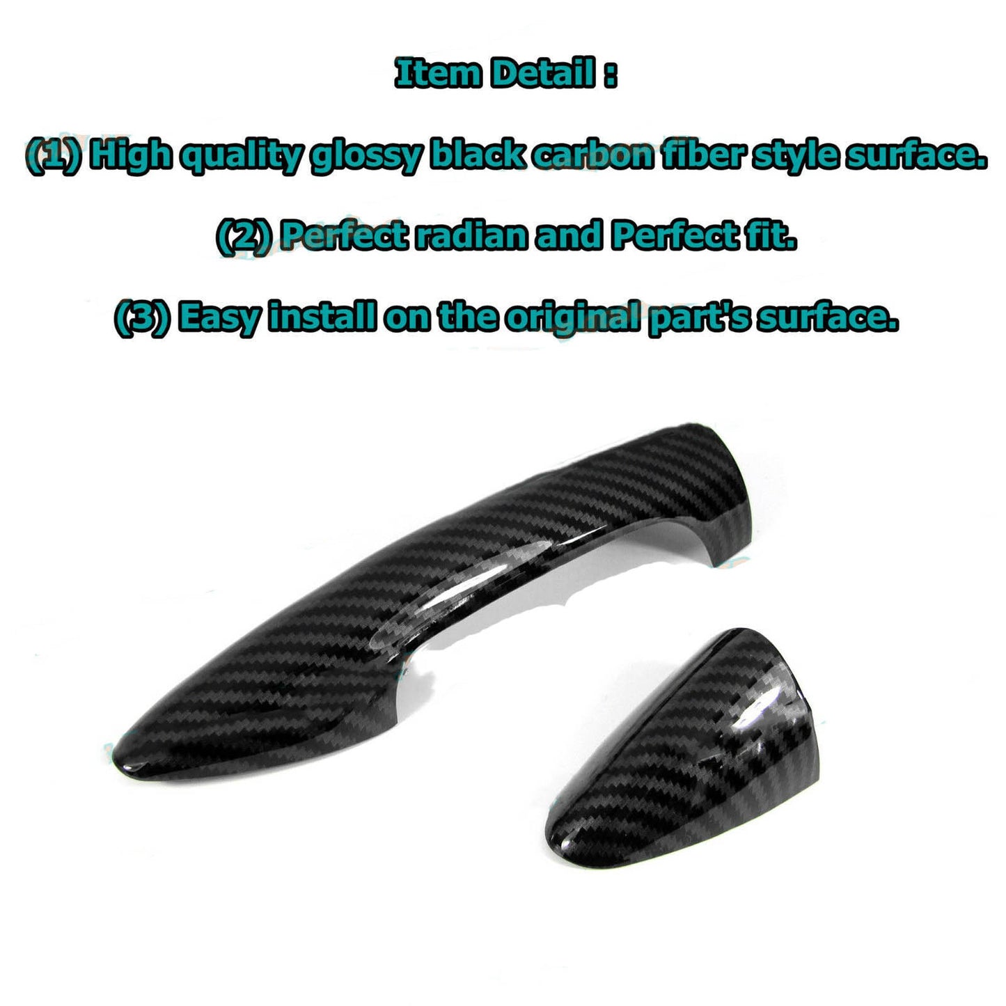 Gloss Black Carbon Fiber Trims For 2012-2017 for Hyundai Accent Door Handles