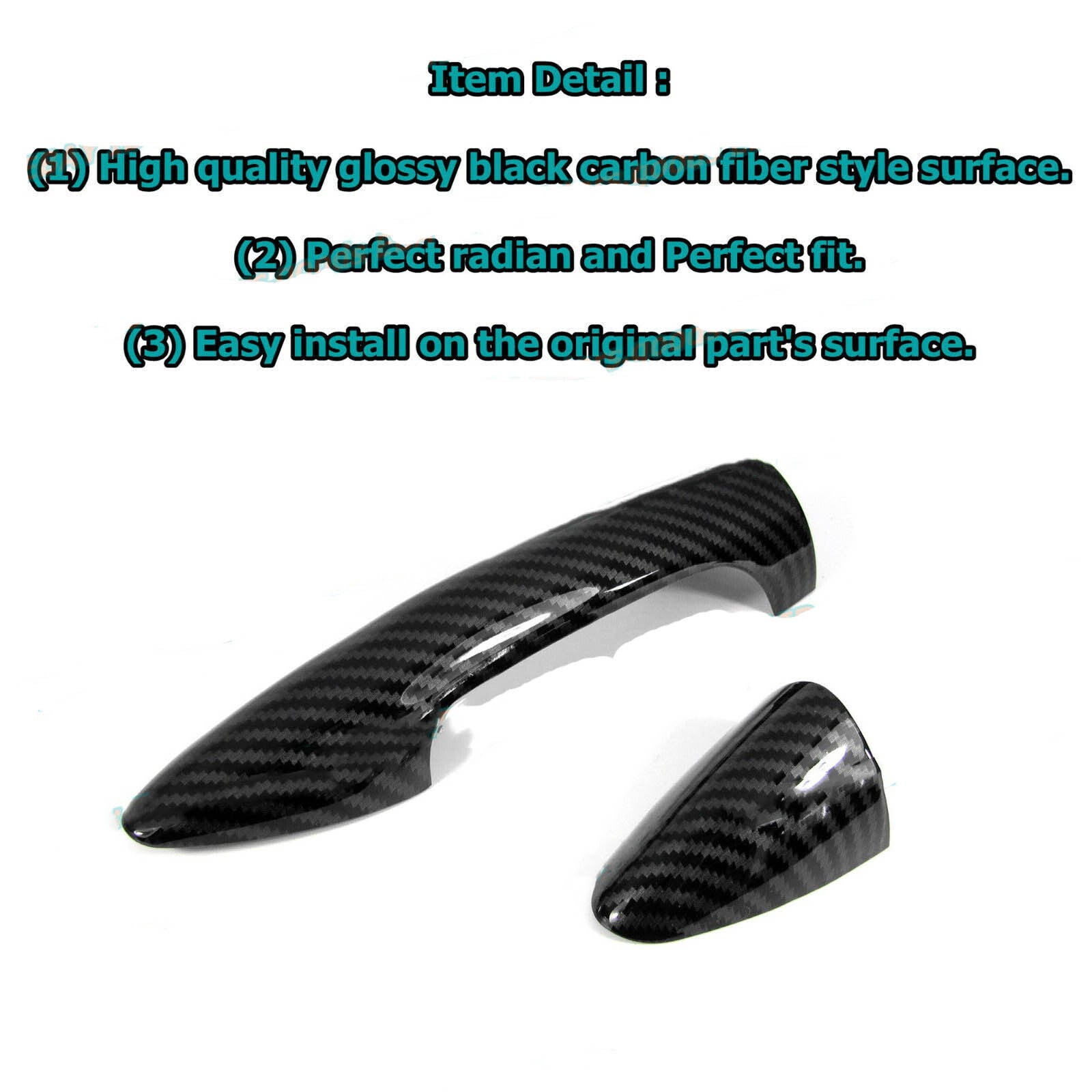 Gloss Black Carbon Fiber Trims For 2012-2017 for Hyundai Accent Door Handles