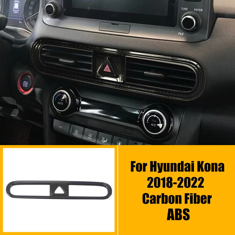 for Hyundai Kona 2018-2022 Carbon ABS Central Console Air Outlet Vent Frame Trim