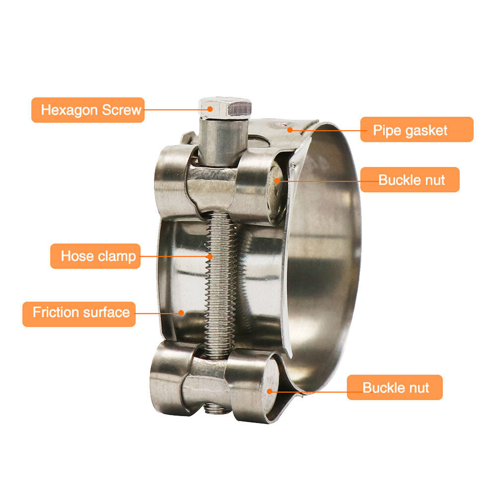 Motorcycle Exhaust Pipe Clamp Stainless Steel Muffler Fixed Caliper 1x