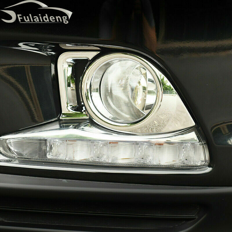 2p Chrome Front Bumper Fog Light Lamp Cover Trim for Toyota Highlander 2014-2016