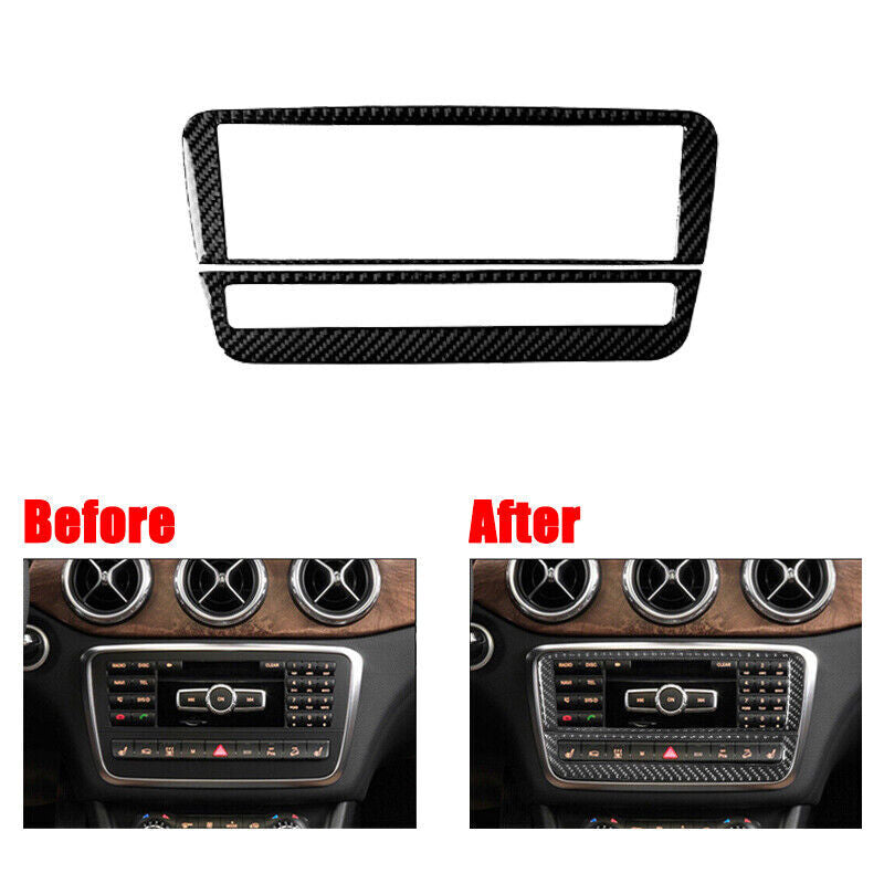 Carbon fiber car center console radio panel cover decorative sticker for CLA GLA - n