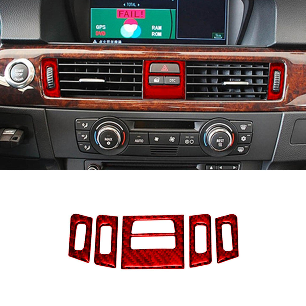 Red Carbon Fiber Central Air Conditioning Trim for BMW E90 3 Series 2005-2012