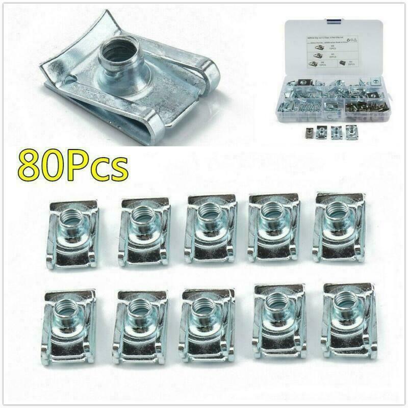 80X Car Body Door Rear End U-Clamp U-Nut Sorting Kit with Box M4 M5 M6 M8- n