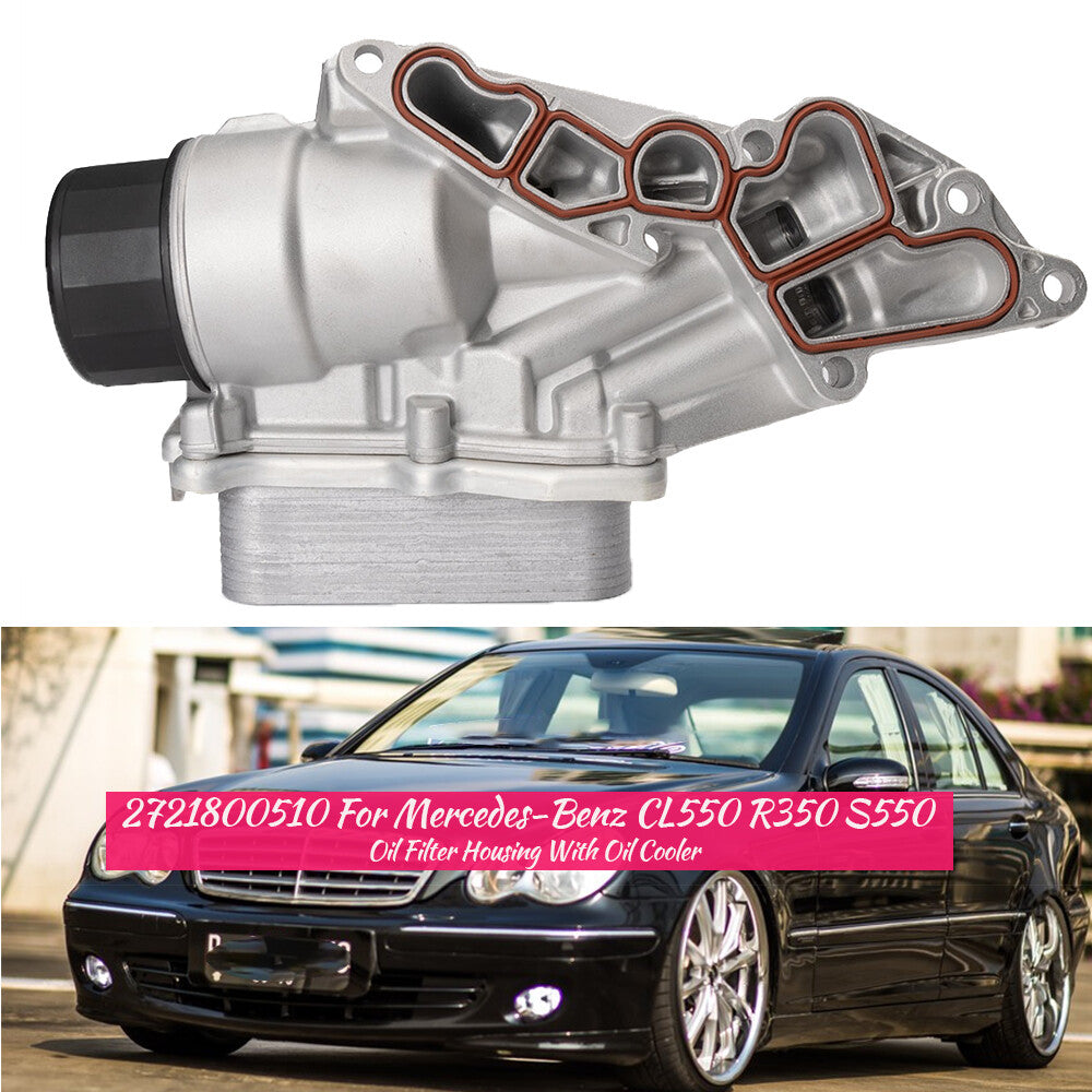 Oil Filter Housing With Cooler for Mercedes Benz C E G ML S SLK-Class 2721800510 Q