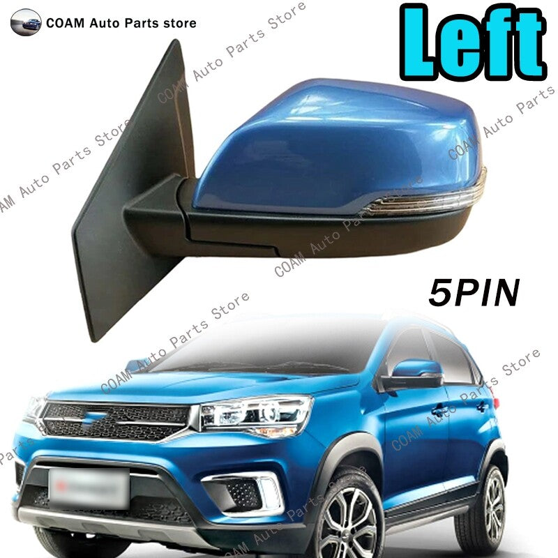Suitable for Chery Tiggo 2/3x 2014-2018, left blue car rearview mirror assembly without heating.