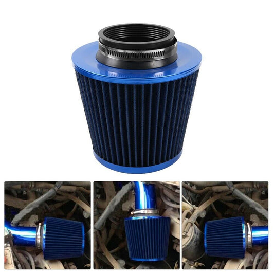 3 76mm High Flow Inlet Cold Air Intake Cone Replacement Dry Air Filter Blue Q