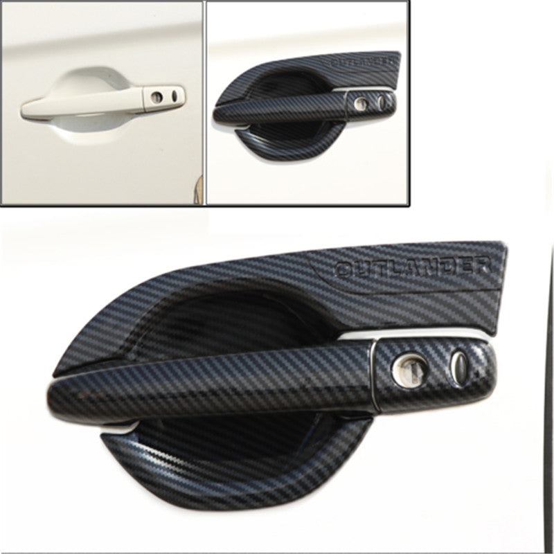 12X Carbon Fiber Door Handle+Bowl Cover Trim for Mitsubishi Outlander 2013-2021