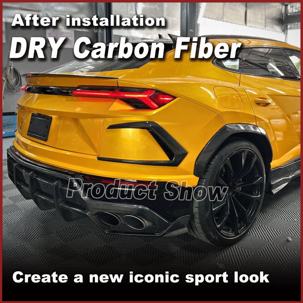 for Lamborghini Urus 2018-22 Dry Carbon Fiber Rear Bumper Canards Fins Splitters