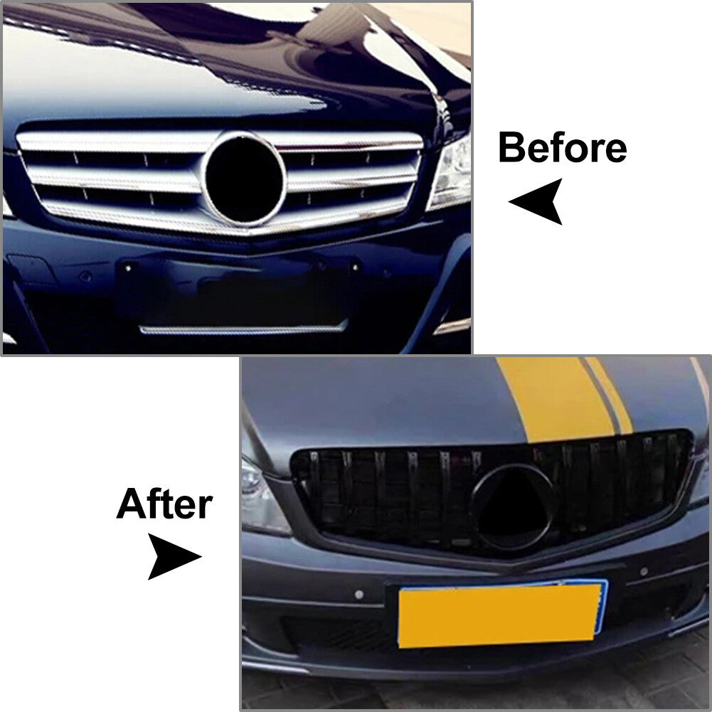 GTR Style Front Bumper Hood Radiator Grille for Benz C Class W204 2007-2014