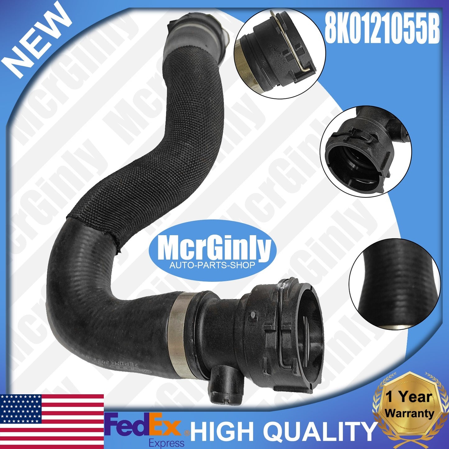 coolant hose with coupling for Audi A4, S4, A5, and S5 engines #8K0121055B- n