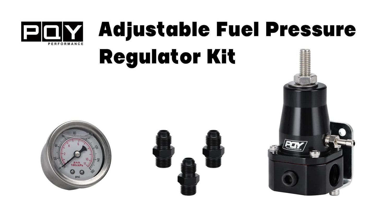 13129 Universal Aluminum Adjustable Fuel Pressure Regulator Kit AN6 Gauge Black