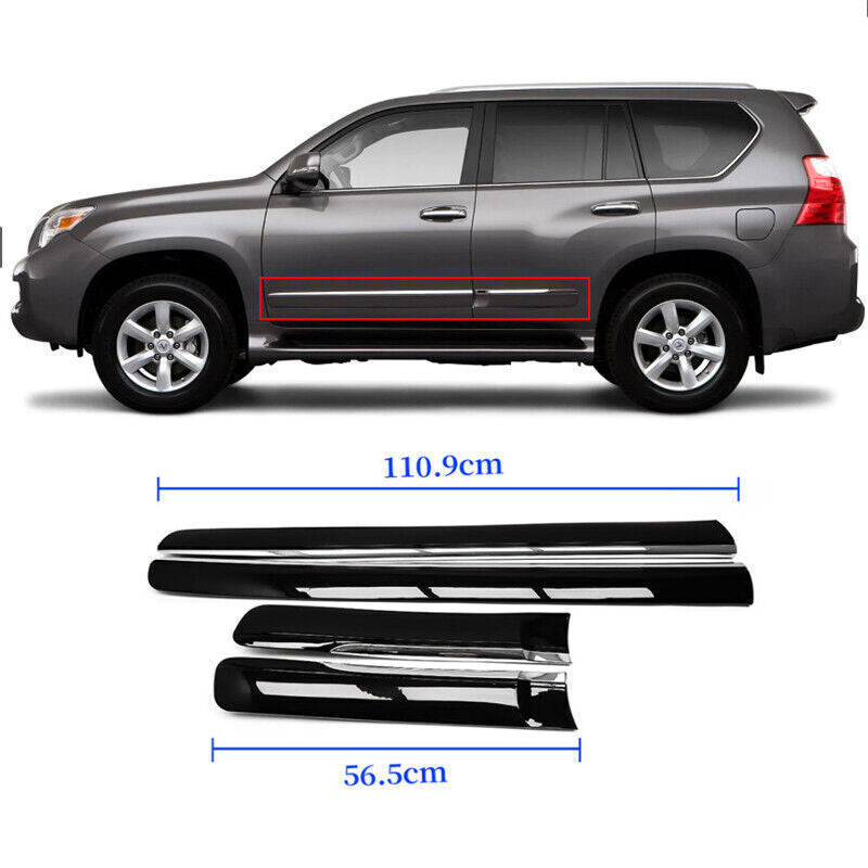Bright Black Door Body Side Guard Molding Panel Cover for Lexus GX 460 2010-2019