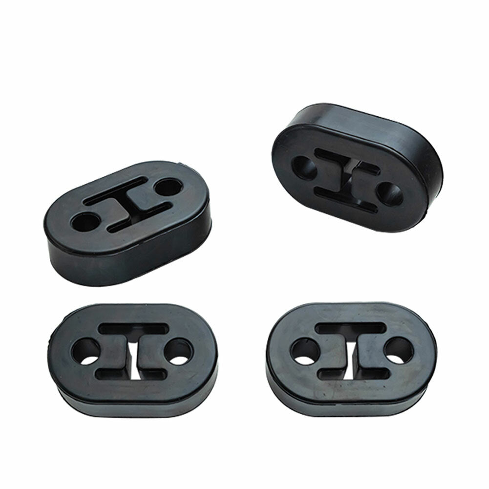 4Pcs Universal 2-Hole Car Exhaust Muffler Hangers Brackets Rubber Black