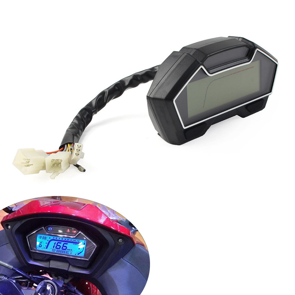 Universal RPM LCD Digital Motorcycle Odometer Speedometer Tachometer Gauge Speed Q