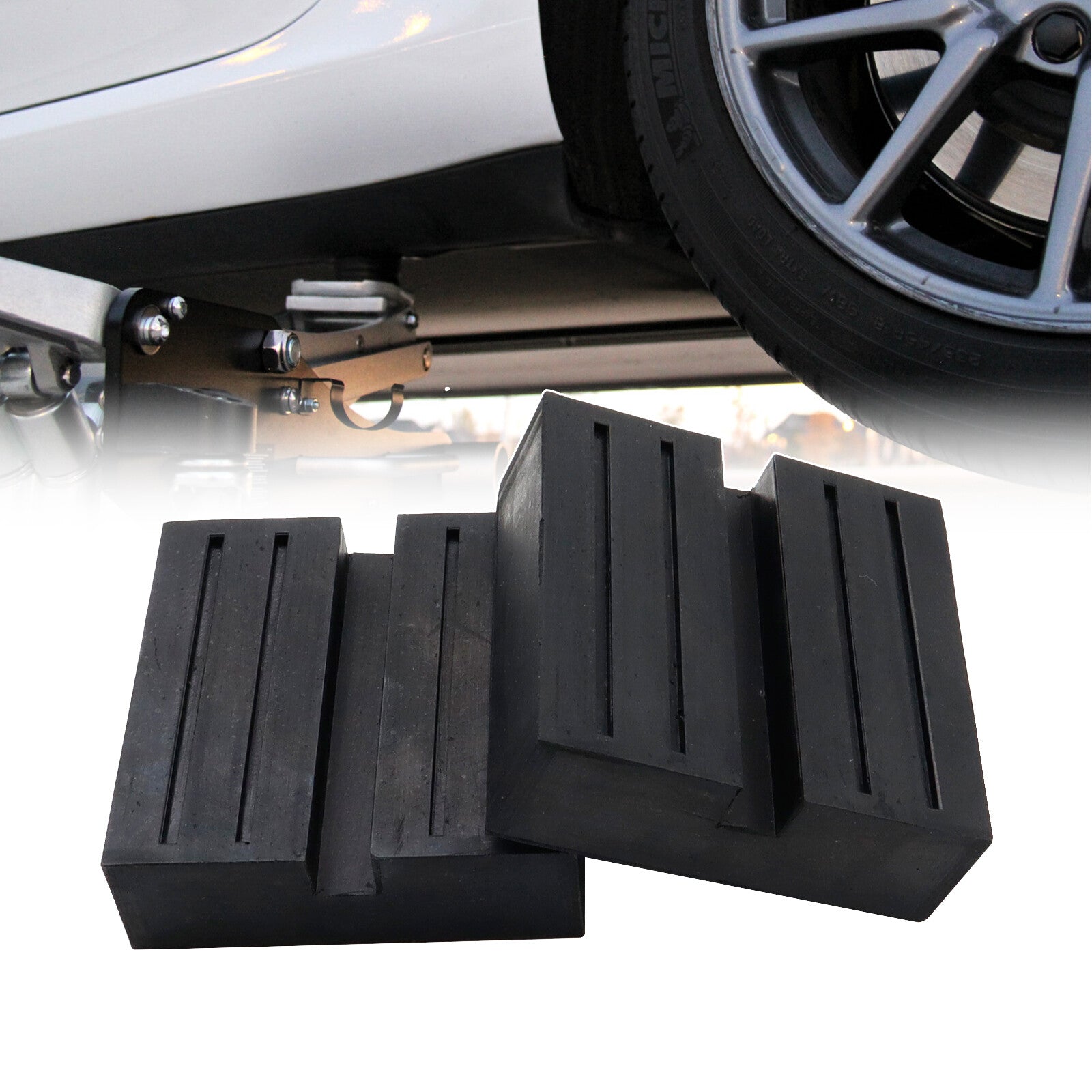 2x Car Rubber Pad Block Hydraulic Ramp Jacking Pads Trolley Jack Lifting Adapter