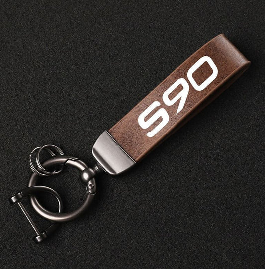 Suitable for Alfa Romeo Sportiva car keychain, dark green leather horseshoe buckle- v