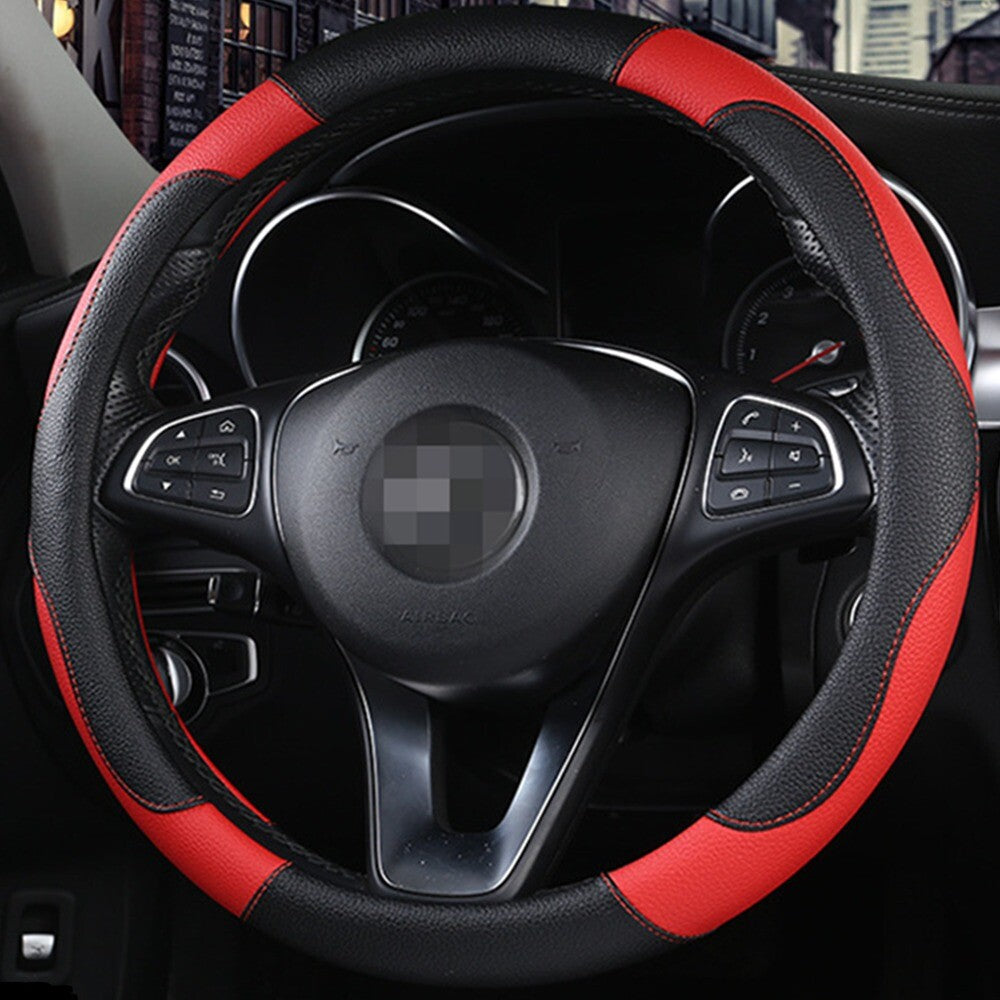 Universal 38cm Car Steering Wheel Cover Protector PU Leather Car Replcement New n