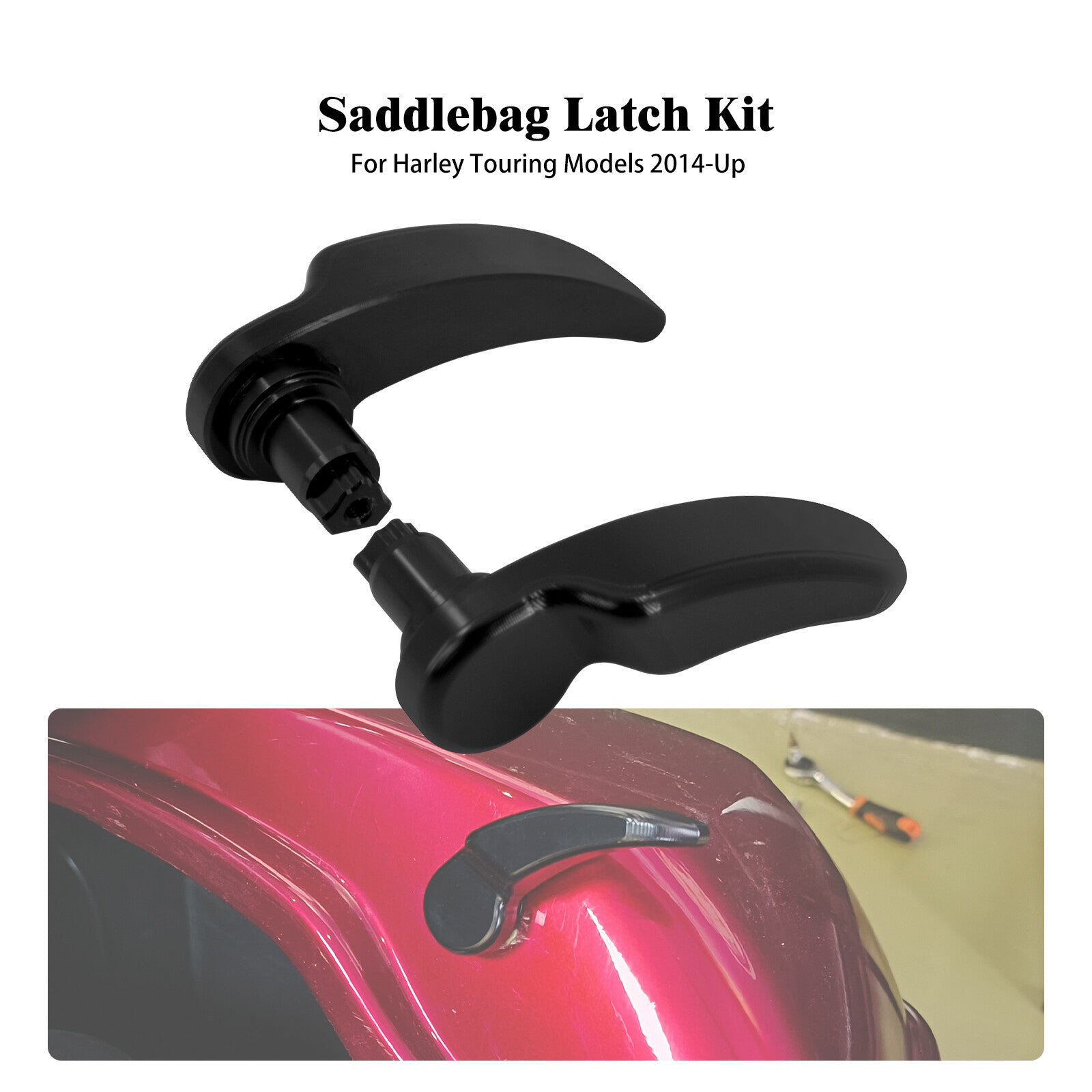 Black Saddlebag Latch Lever Lid Lifter for Harley Touring Electra Glide 14-2023