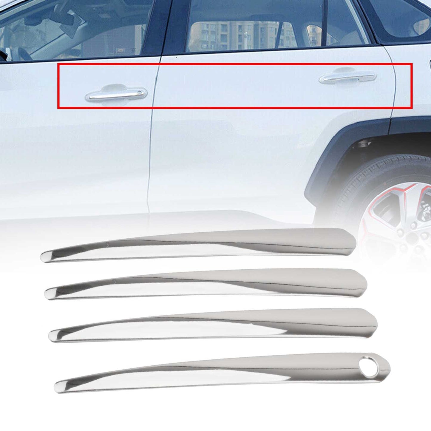 4Pcs Chrome Door Handle Cover ABS Trim Fit for Toyota RAV4 2019-21 Car Accesory AT