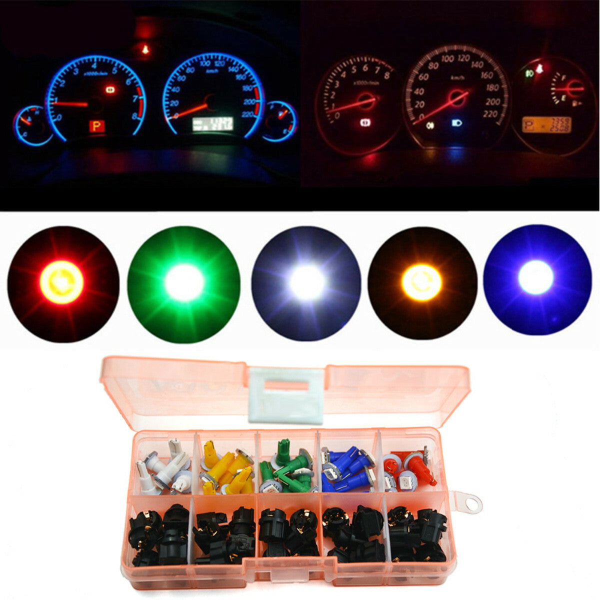 30 Sets Car Mix Bulb Instrument Cluster Plug LED Dash Light Lamp T5 Twist Socket Q