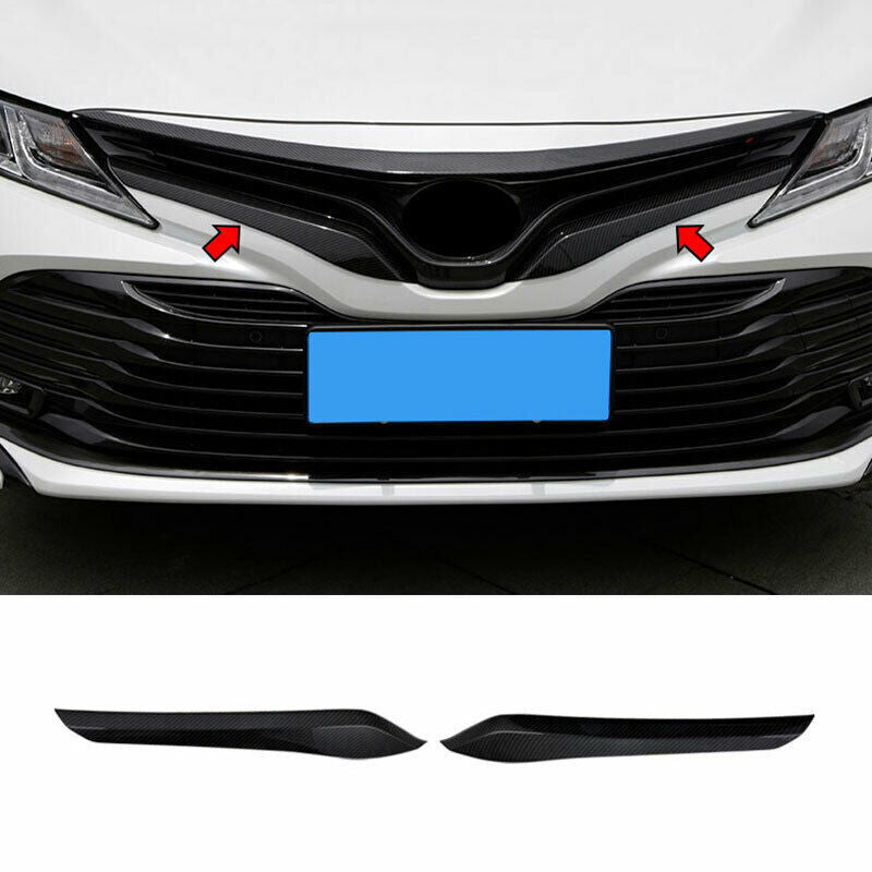 for Toyota for Camry 2018-2020 Carbon Fiber ABS Front Grille Grill Cover Strip Trim