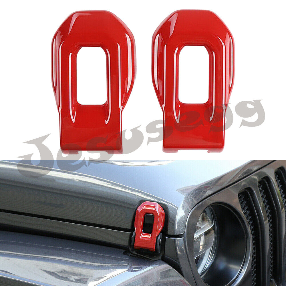 Engine Hood Cover Side Lock Latch Buckle Cover Trim Red For 18-21 for Jeep for Wrangler