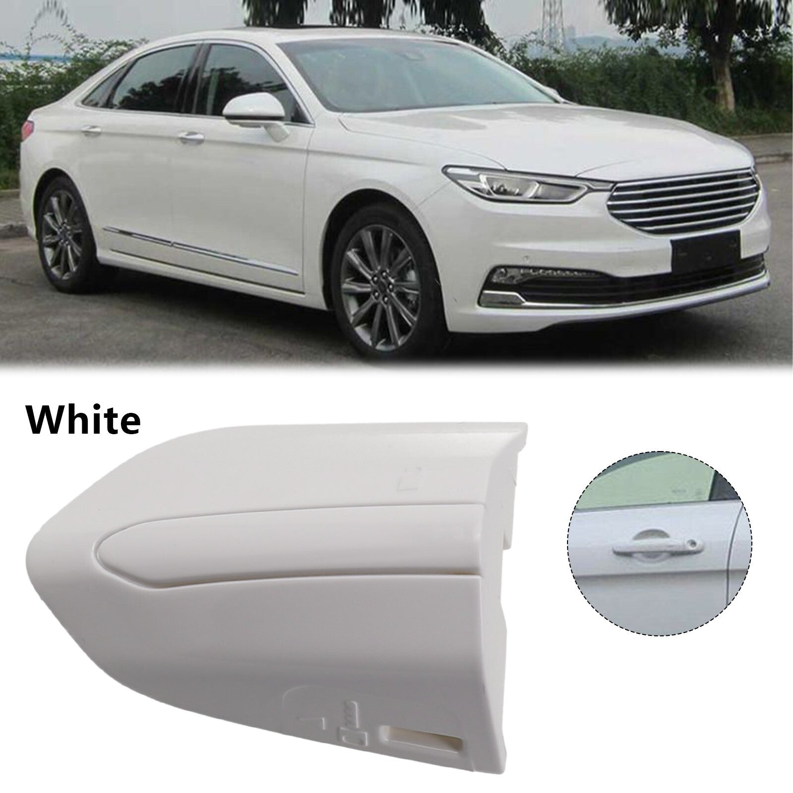 1x White LH Driver Door Handle COVER Trim For- For-Fusion For Edge 2013-2021 v