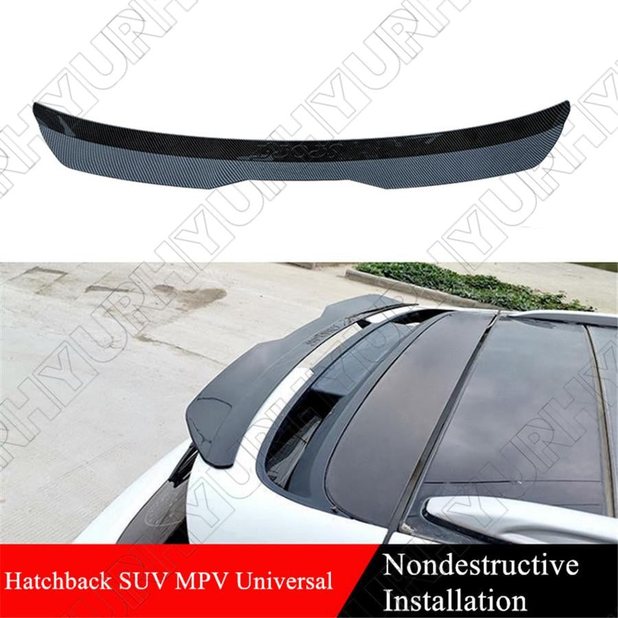 Rear Roof Lip Spoiler Wing Glossy Carbon Fiber Color for SUV MPV ABS (Hard) Q