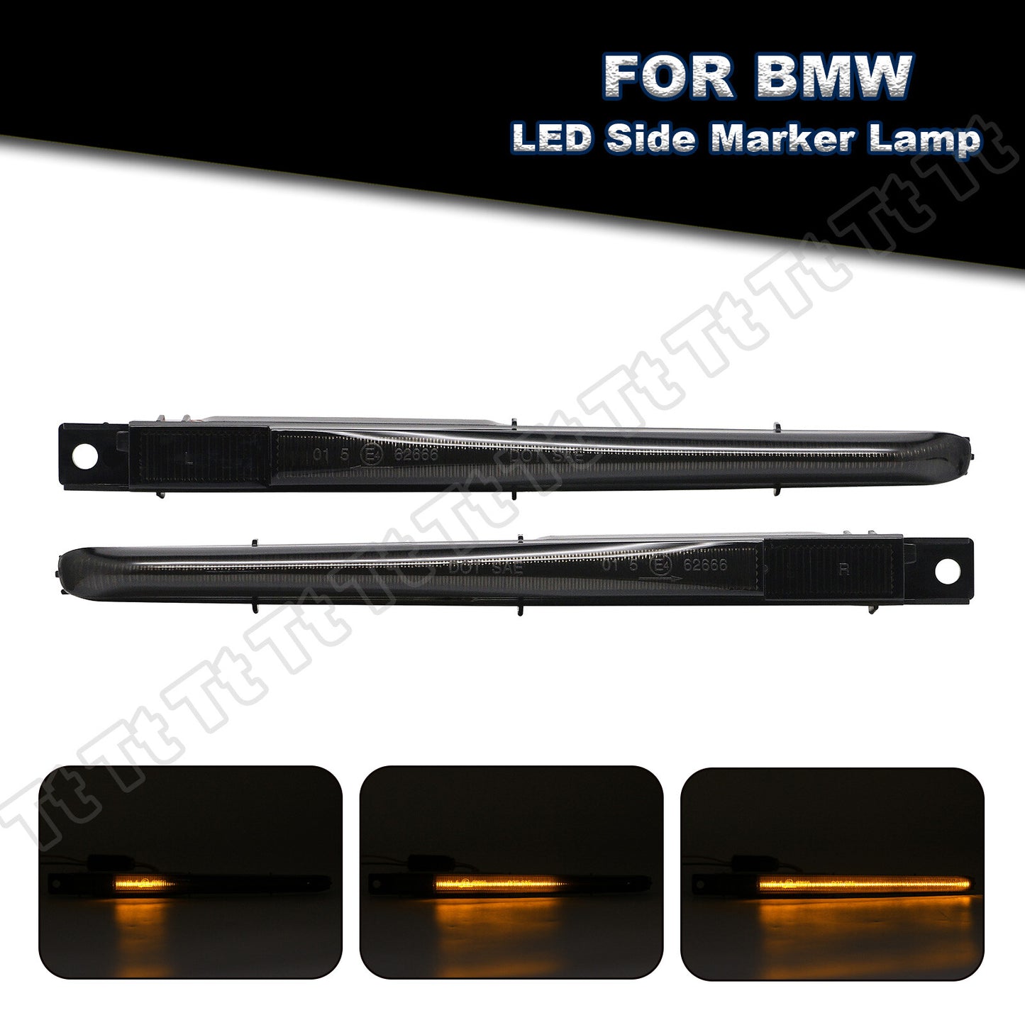 2 Sequential Smoked LED Side Marker Turn Signal Lights for 2010 - 2016 for M5 F10- v