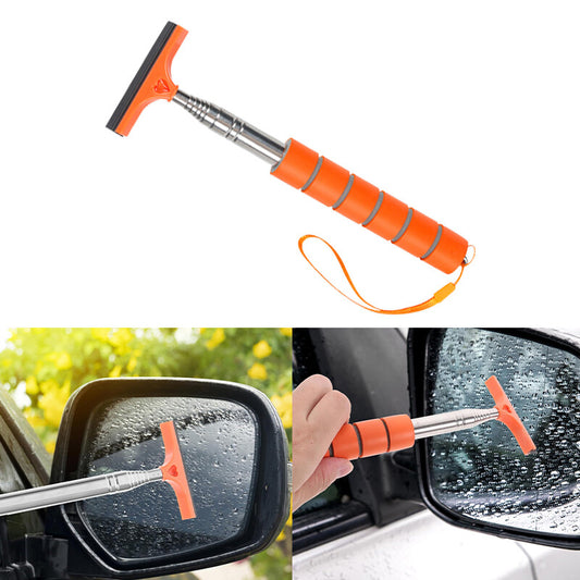1Pc Telescopic Car Wiper Side Rearview Mirror Squeegee Water Removal Tool Orange Q