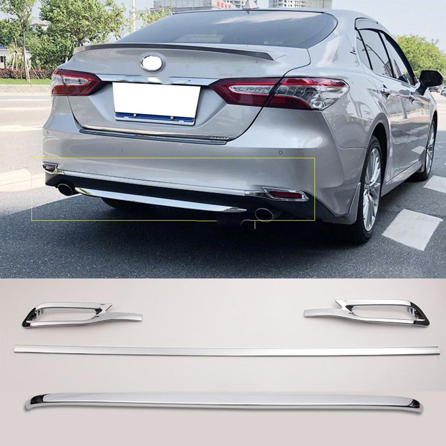 for Toyota for Camry 2018-2020 LE/XLE Chrome Abs Rear Bumper Cover Trim Strip Kit 4x