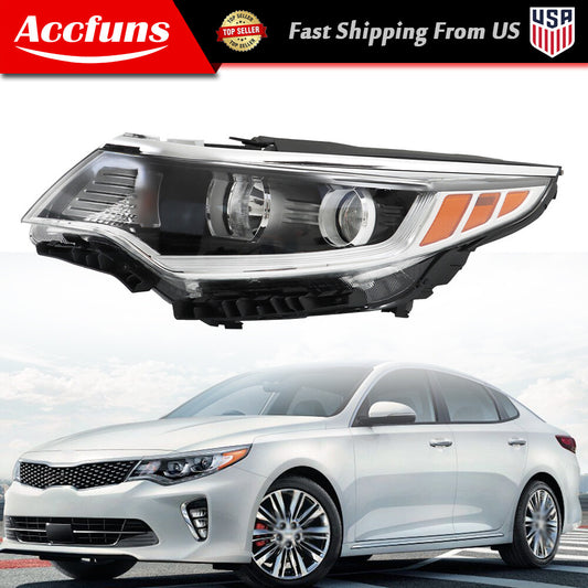 Driver's side chrome clear halogen headlights for 2016-2018 for Kia Optima with LED DRLs n