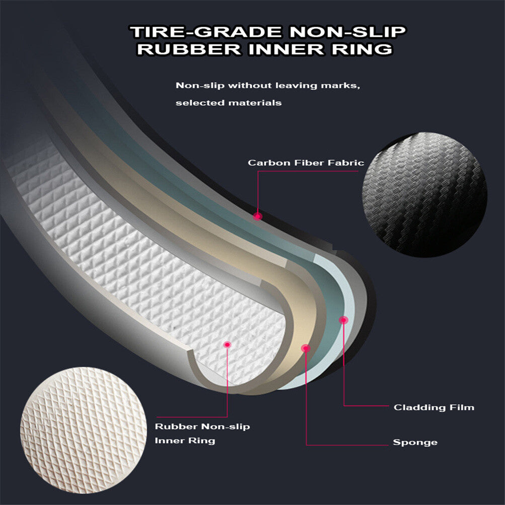 Carbon Fiber Black Leather Car Steering Wheel Cover Anti slip Car Accessories