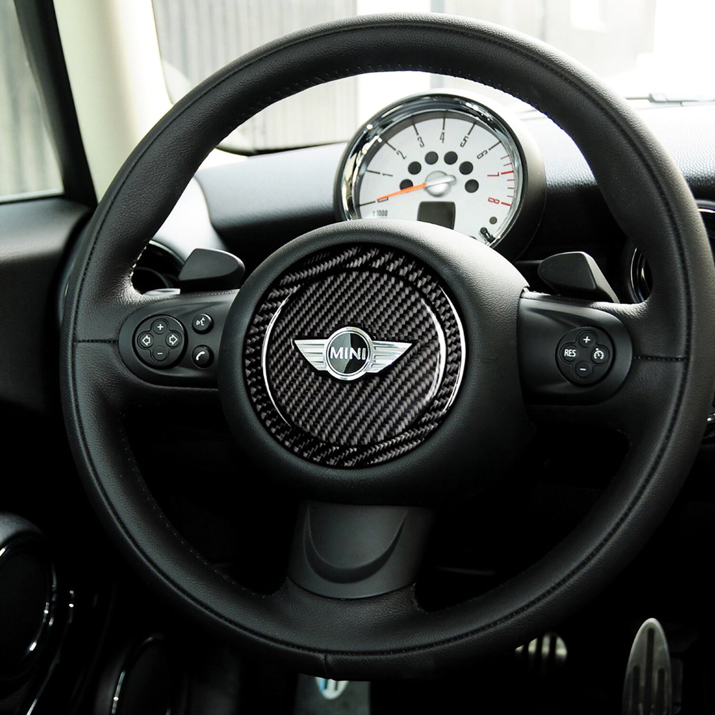 2PACK Carbon Fiber Steering Wheel Center Cover Trim for BMW for Mini Cooper R55 R56