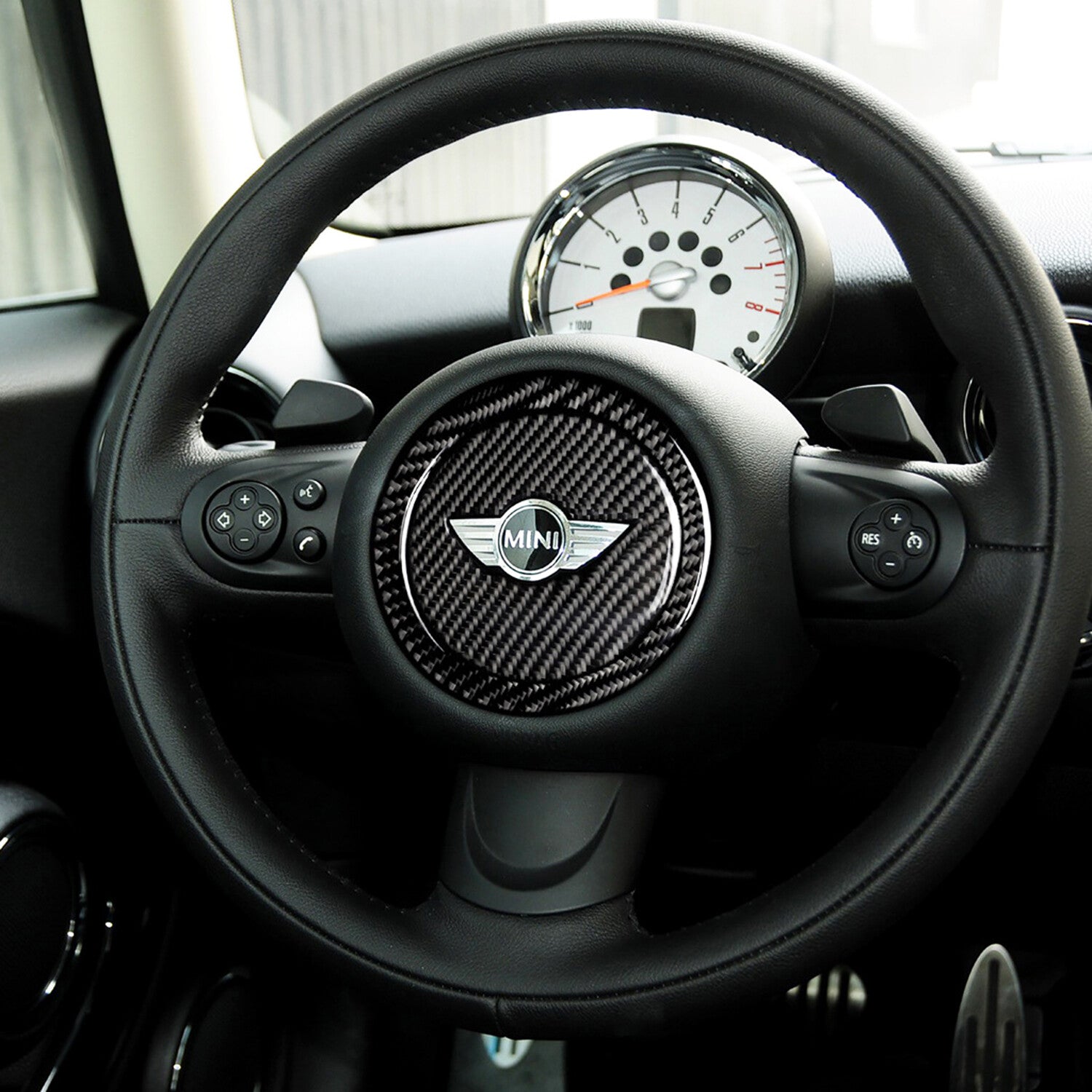 2PACK Carbon Fiber Steering Wheel Center Cover Trim for BMW for Mini Cooper R55 R56