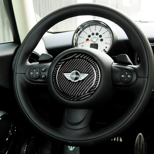 2PACK Carbon Fiber Steering Wheel Center Cover Trim for BMW for Mini Cooper R55 R56