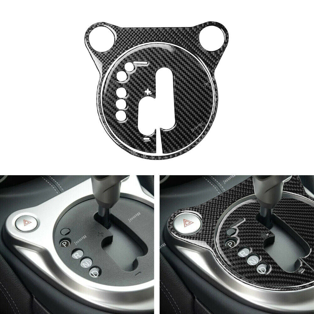 2psc for Nissan 370Z 09-20 Carbon Fiber Manual Gear Shift Panel Cover Trim Cover