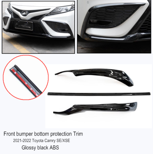 For 2018-2020 for Toyota for Camry SE XSE Piano Black Front Bumper Moulding Cover Trim