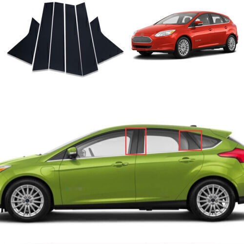for Ford Focus 12-2018 Piano Black Pillar Posts Door Window Molding Strip Trims