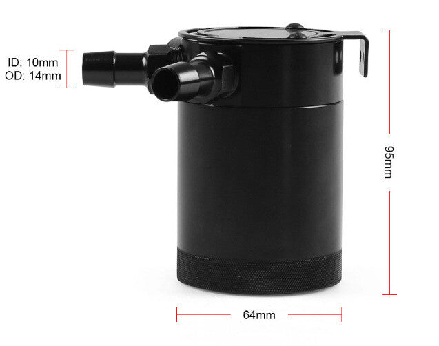 3Port Oil Catch Can Tank Reservoir Air-Oil Separator Racing Baffled Aluminum Blk