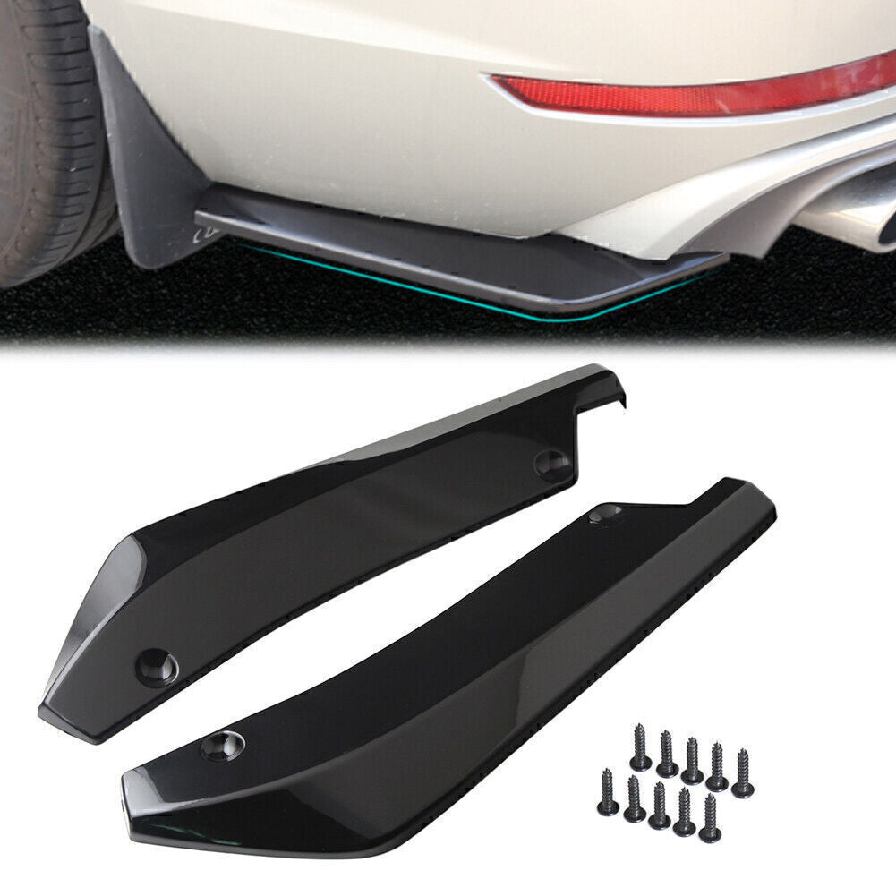 Universal Black Anti-Scratch Rear Bumper Lip Wrap Diffuser Splitter Canard