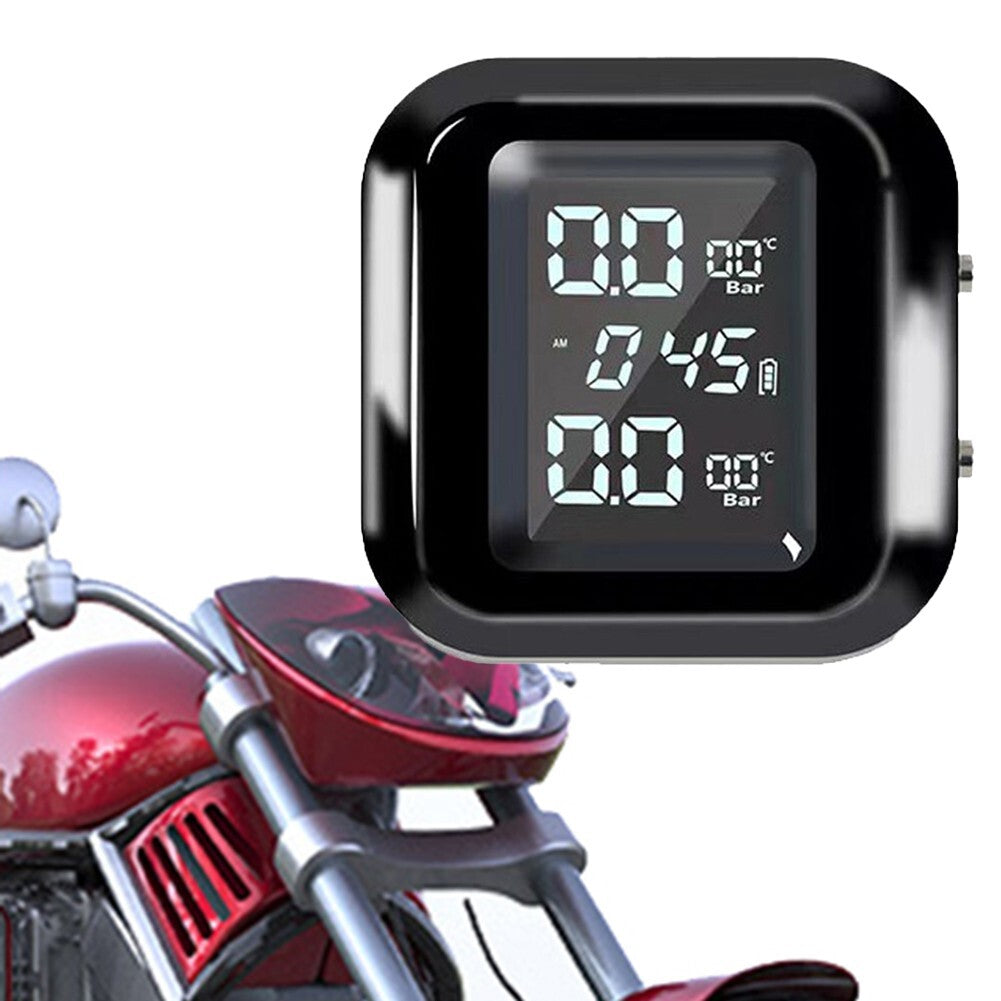 Motorcycle TPMS LCD Wireless Tyre Temperature Tire Pressure Monitor Alarm System v