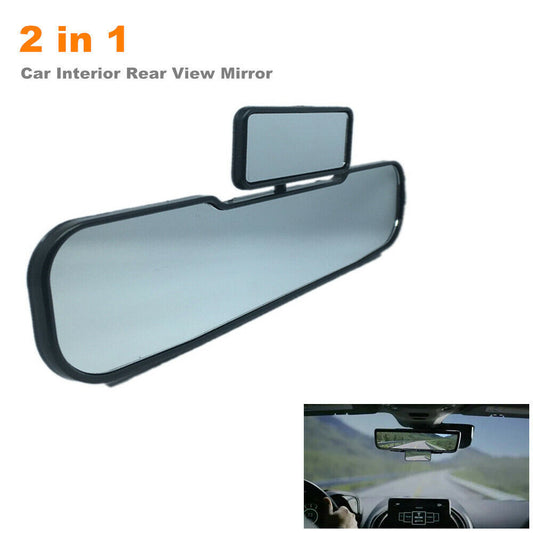 2-in-1 Car Interior Rearview Mirror Clip Wide Angle Panoramic Flat Panel Suitable for Trucks n